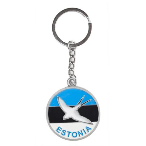 Metallist võtmehoidja Estonia pääsukese figuuriga
