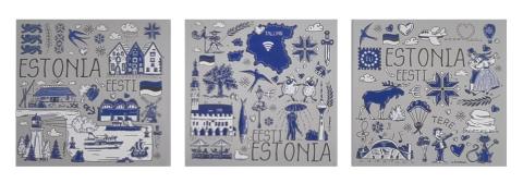 Plekist magnet eesti sümbolitega- 3 erinevat