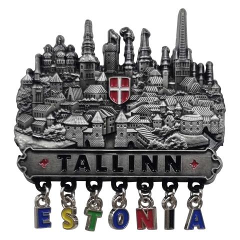 Metallist magnet Tallinna panoraam rippuvate tähtedega