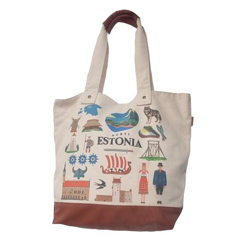 Kott  Eesti sümbolitega - beez/pruun