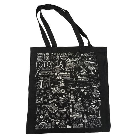 Poekott eesti sümbolitega - must 