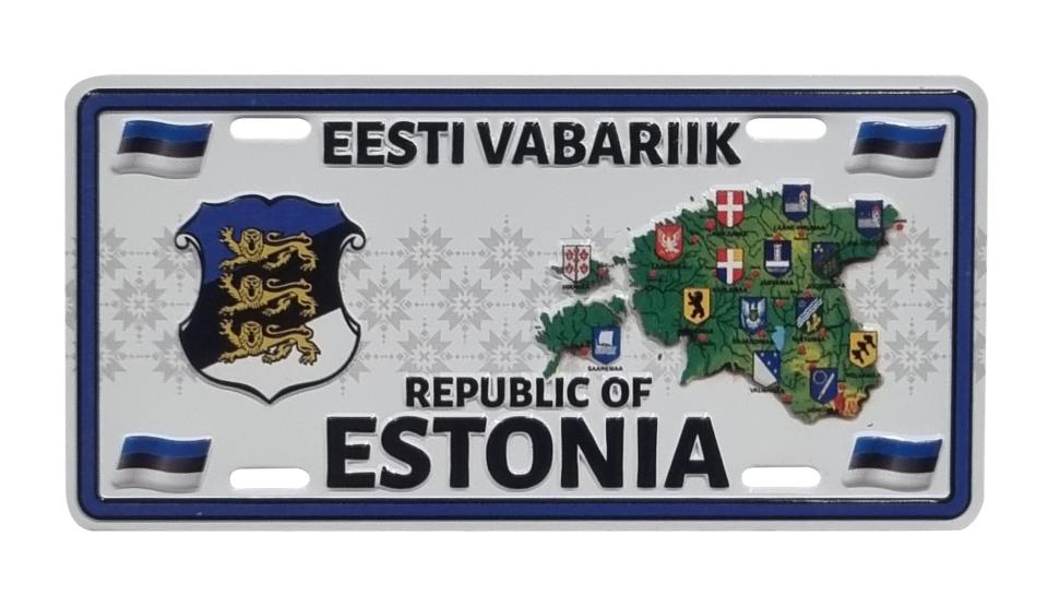 Plekist plaat Estonia maakaardiga